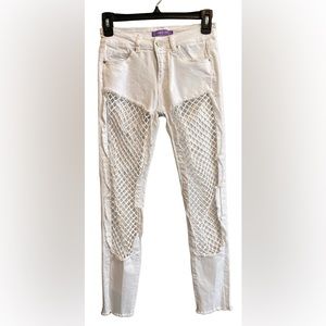 Bamboo Jeans: White Jeans with Netted Front
